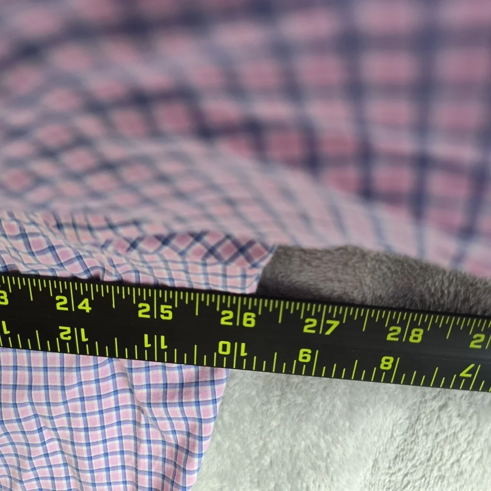 Ralph Lauren Men XL Classic Fit Pink Blue Plaid Cotton Button Down Shirt Long SL